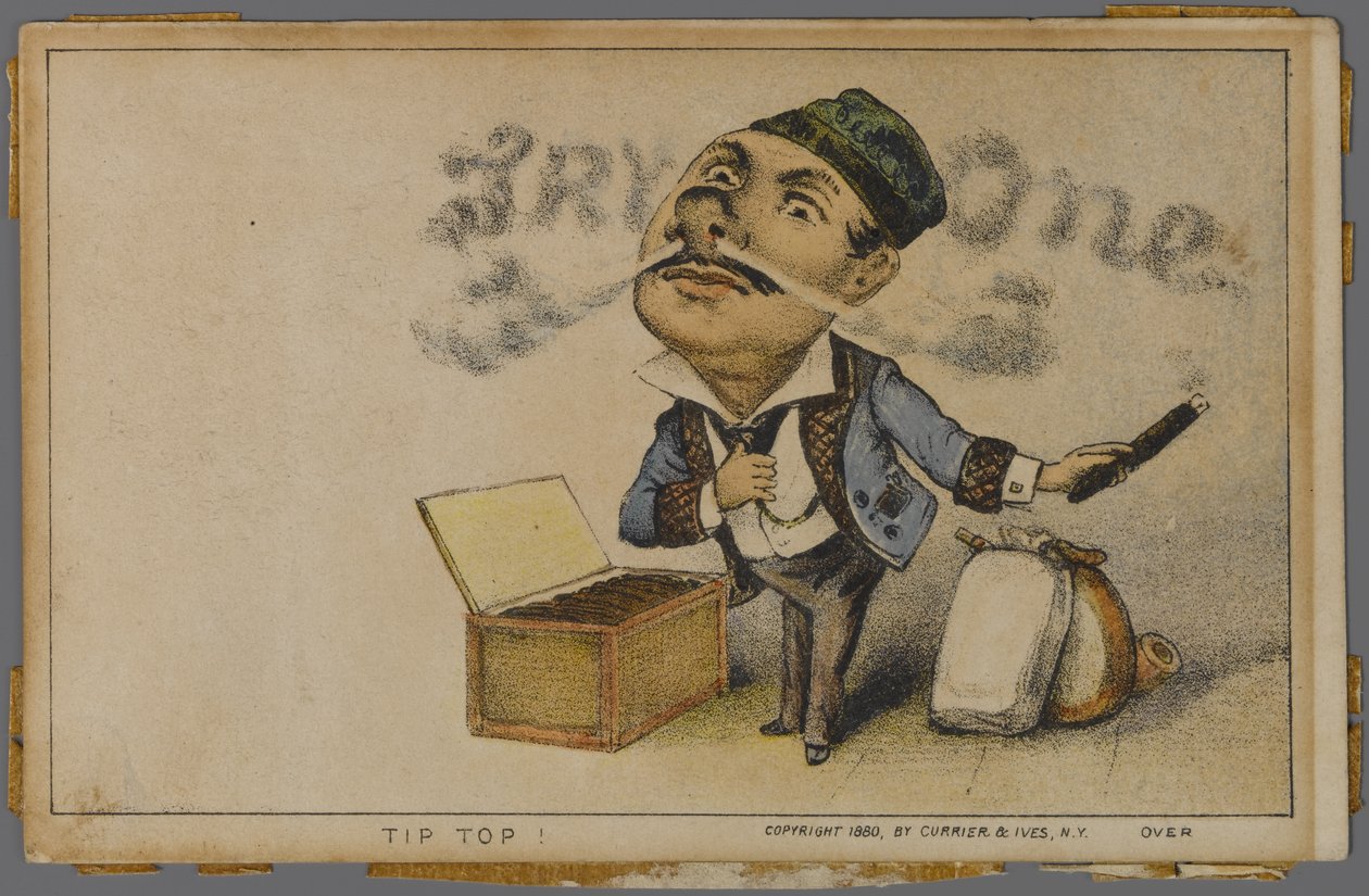 Anúncio para Tip Top Cigars, 1880 de N. and Ives, J.M. Currier