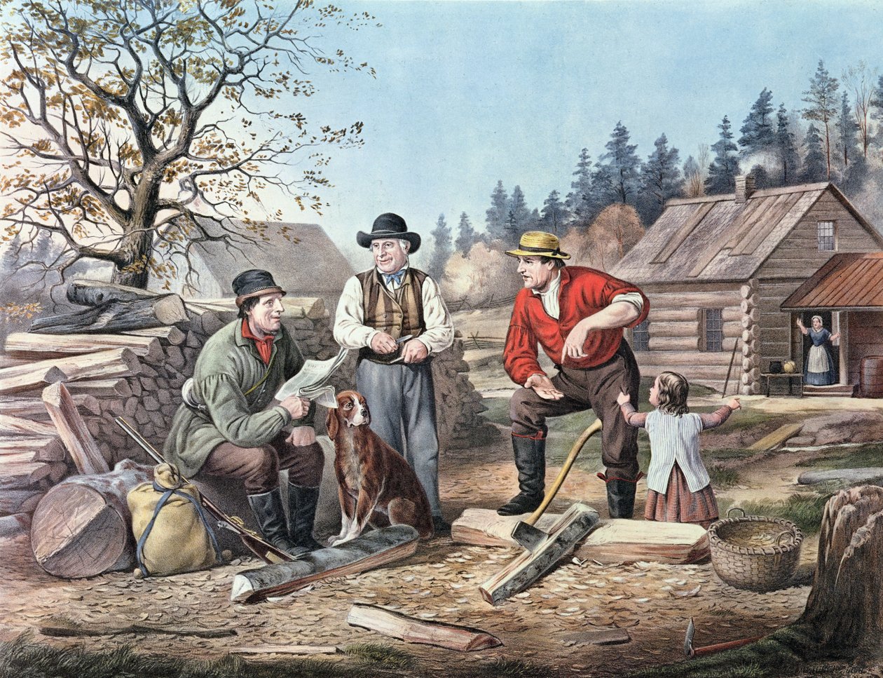 Argumentando o ponto - as últimas notícias, 1855 de N. and Ives, J.M. Currier