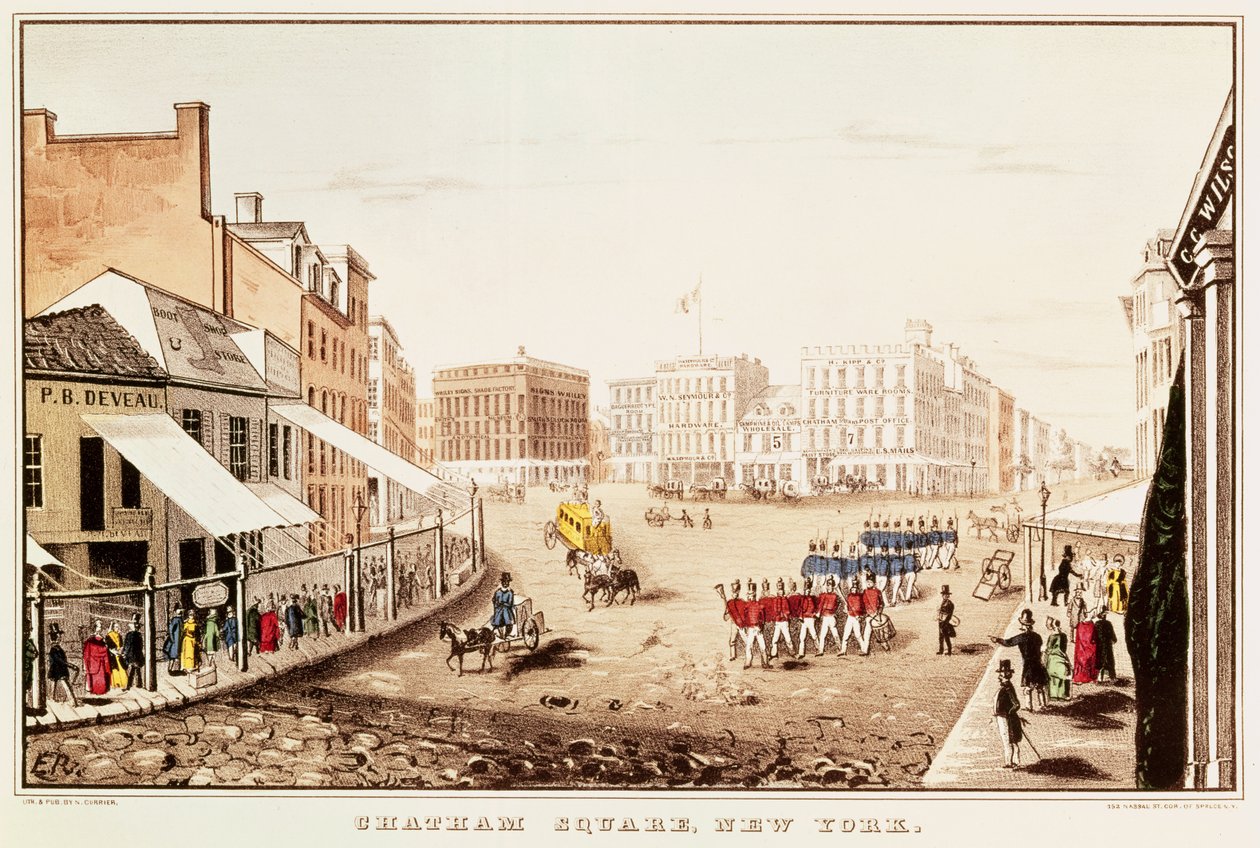 Chatham Square, Nova Iorque de N. and Ives, J.M. Currier