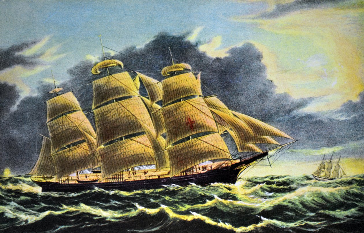 Clipper Ship Dreadnought off Tuskar Light de N. and Ives, J.M. Currier
