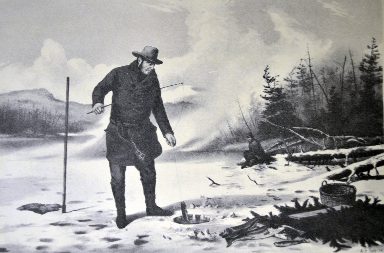 Currier & Ives Ilustração do século XIX. Esportes de inverno americanos de N. and Ives, J.M. Currier