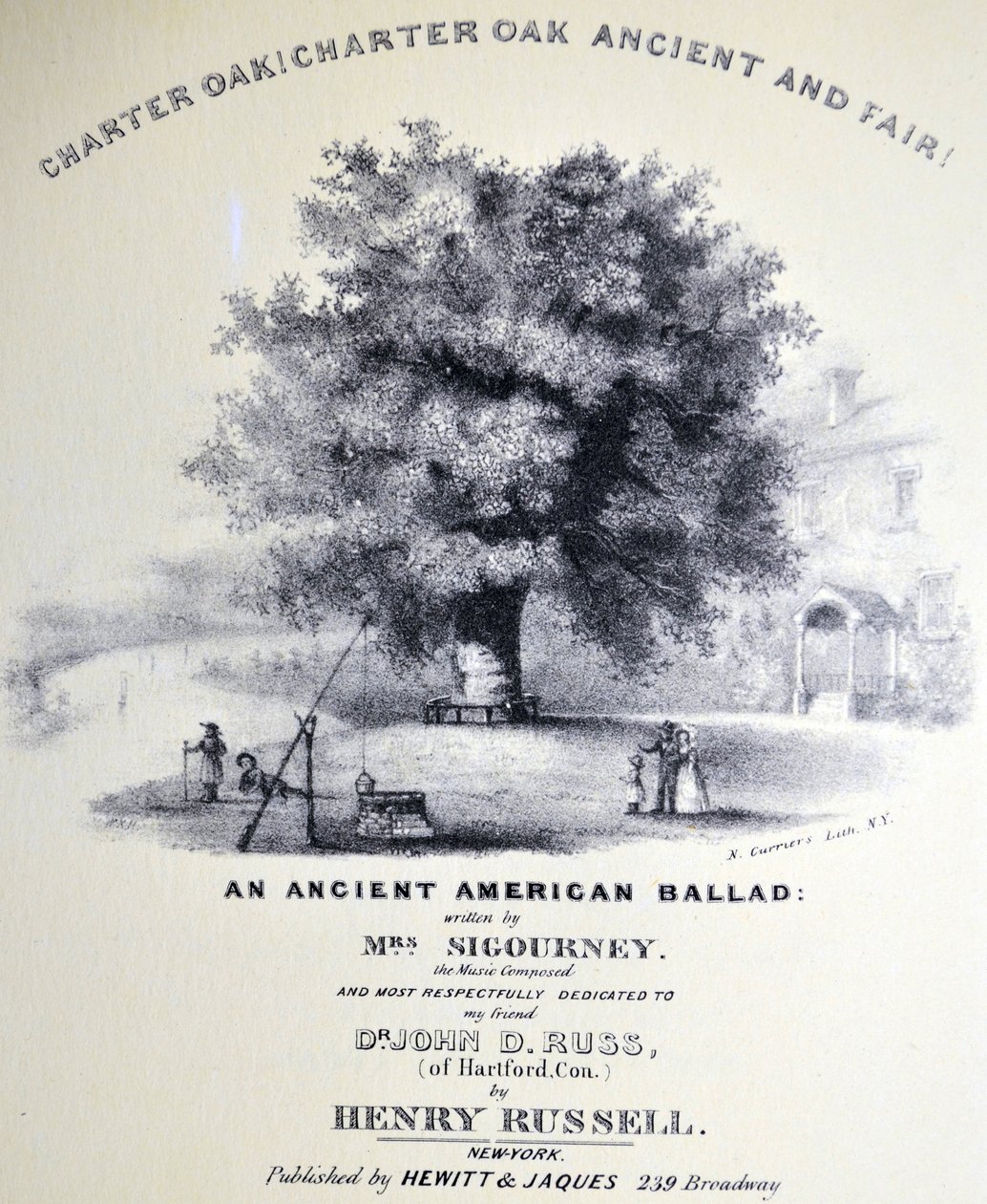 Currier & Ives Ilustração do século XIX. Carvalho da Carta! Carta Carvalho Antigo e Justo de N. and Ives, J.M. Currier
