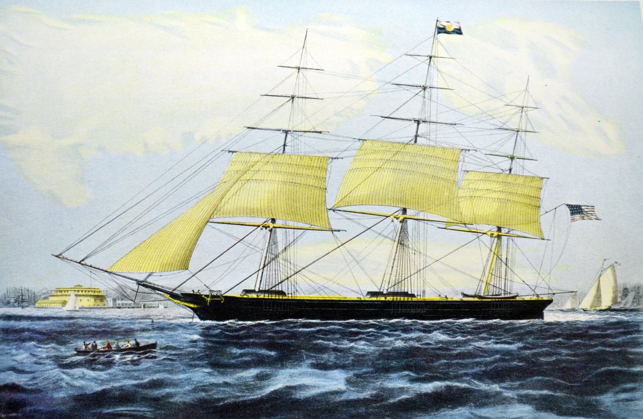 Currier & Ives Ilustração do século XIX. Clipper Ship Nightingale de N. and Ives, J.M. Currier