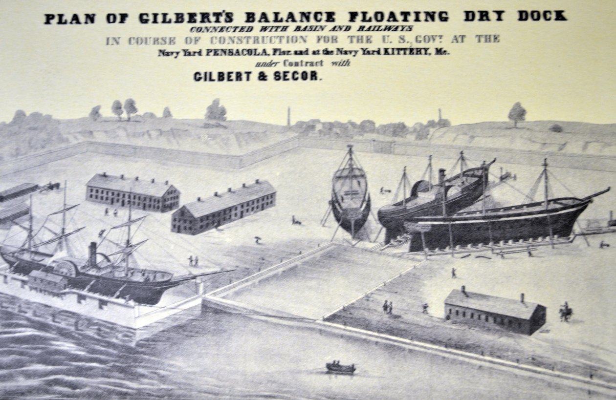 Currier & Ives Illustration Plano do Século XIX de Gilberts Balance doca flutuante de N. and Ives, J.M. Currier