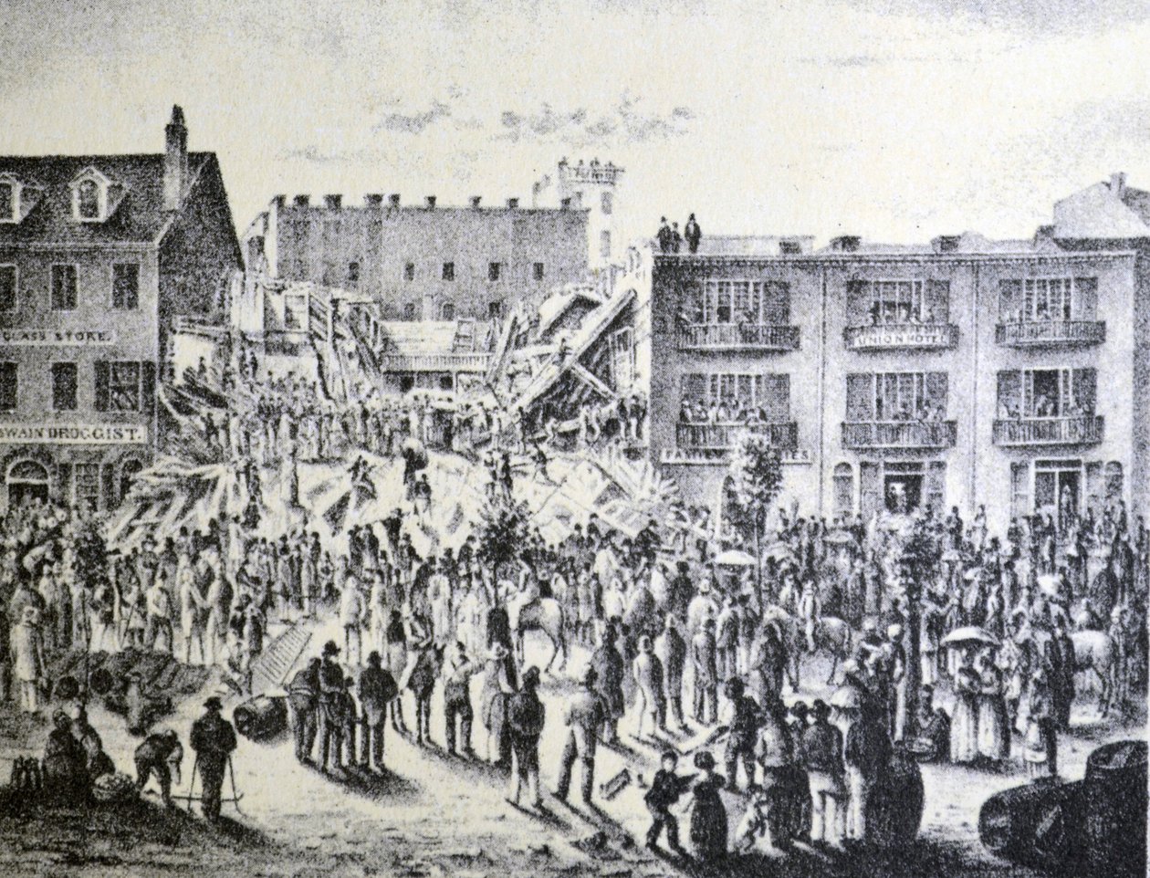 Currier & Ives Ilustração do século XIX. Ruínas do Planters Hotel, Nova Orleans de N. and Ives, J.M. Currier