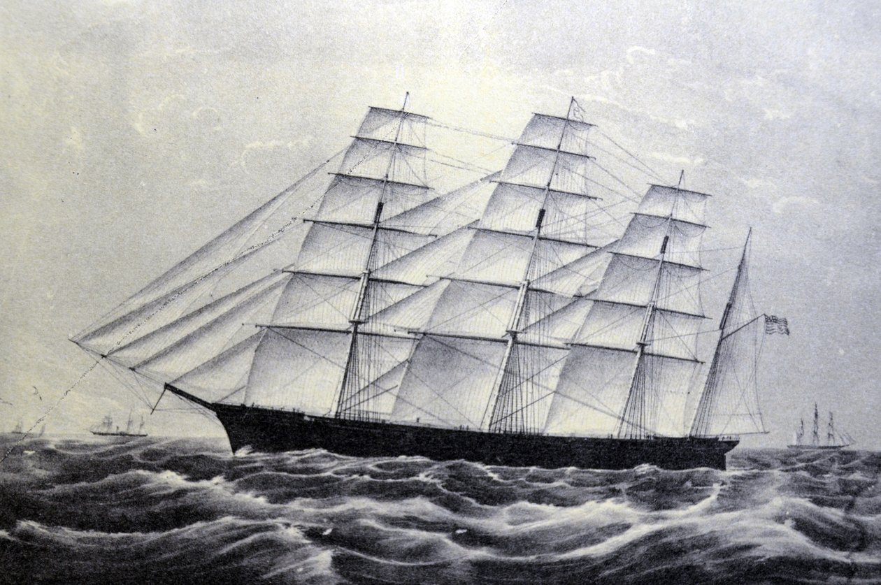 Currier & Ives Ilustração do século XIX. O navio Clipper The Great republic de N. and Ives, J.M. Currier