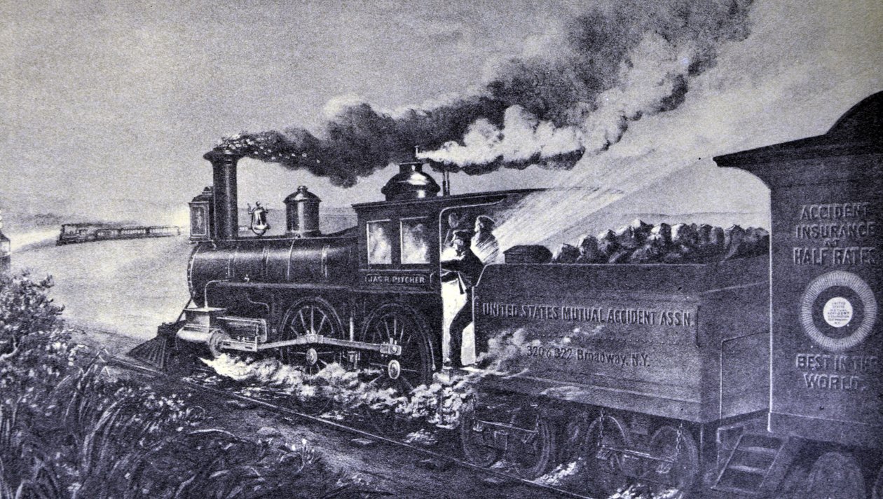 Currier & Ives Ilustração do século XIX. O sinal de perigo de N. and Ives, J.M. Currier
