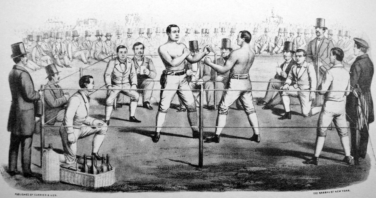 Currier & Ives Ilustração do século XIX. A grande luta pelo campeonato de N. and Ives, J.M. Currier