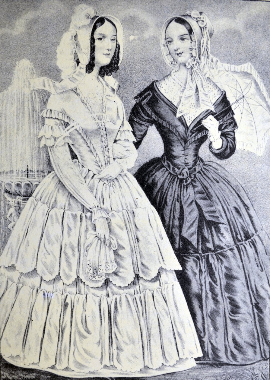 Currier & Ives Ilustração do século XIX. As irmãs de N. and Ives, J.M. Currier