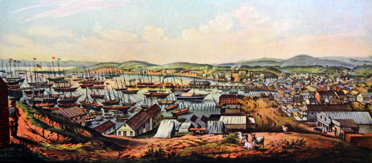 Currier & Ives Ilustração do século XIX. Vista, de, são francisco, califórnia de N. and Ives, J.M. Currier
