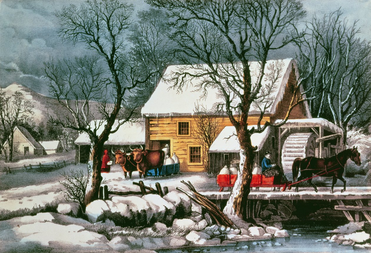 Congelado, 1872 (impressão) de N. and Ives, J.M. Currier