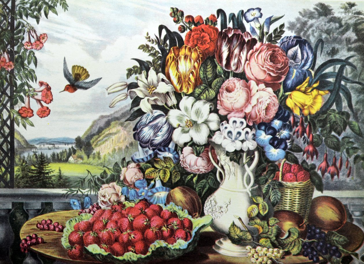 Paisagem, Fruta e Flores de N. and Ives, J.M. Currier