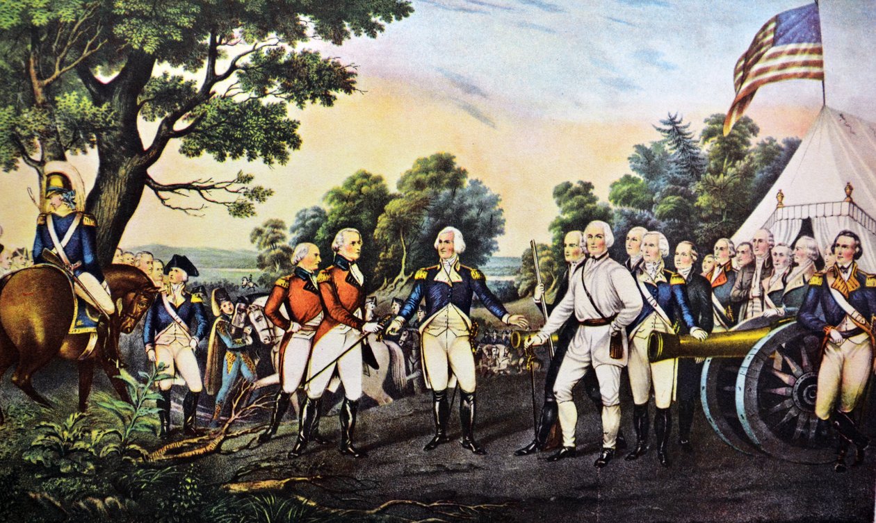 Rendição do general Burgoyne em Saratoga NY 17 de outubro de 1777 de N. and Ives, J.M. Currier