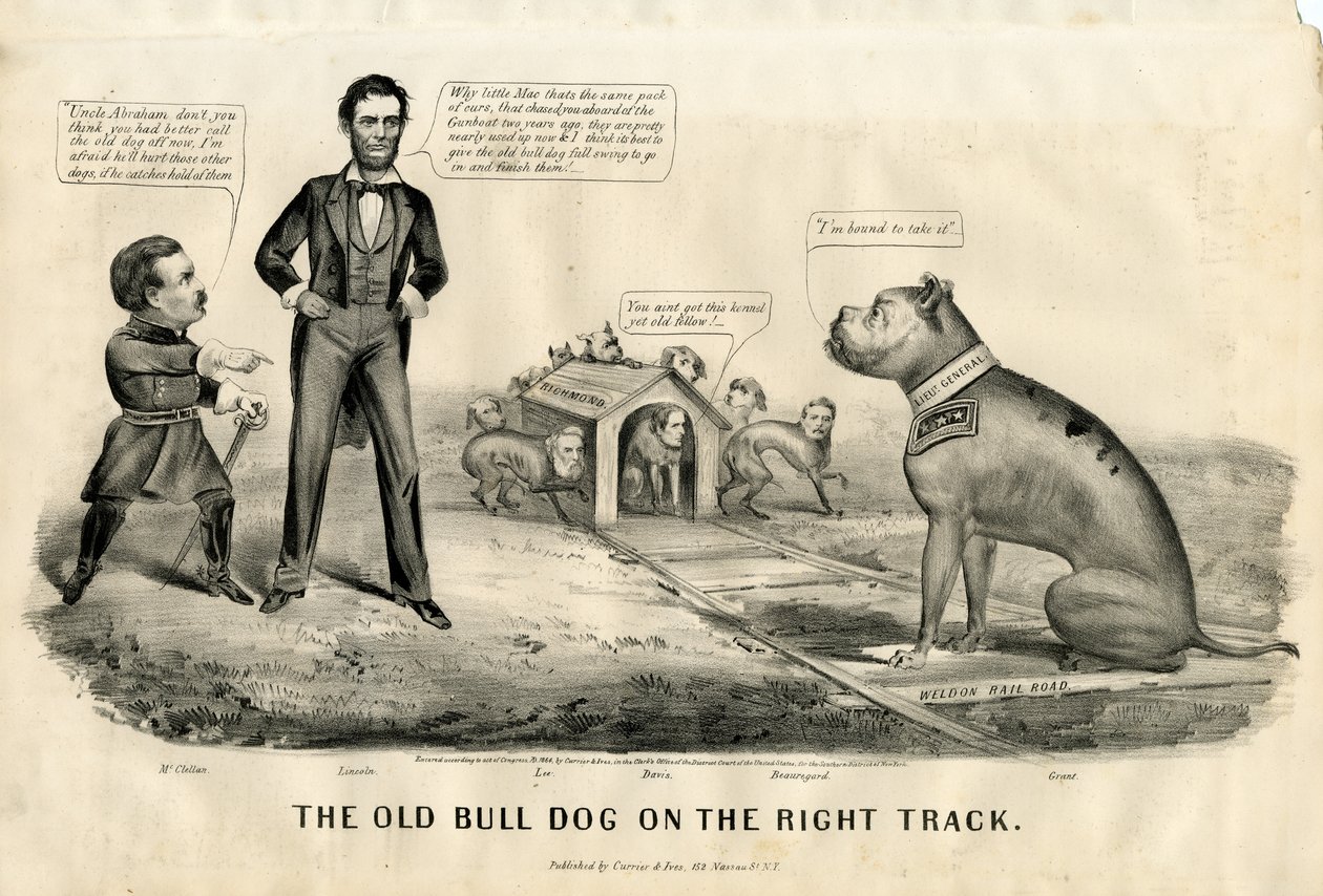 O Bull Dog no caminho certo, 1864 de N. and Ives, J.M. Currier