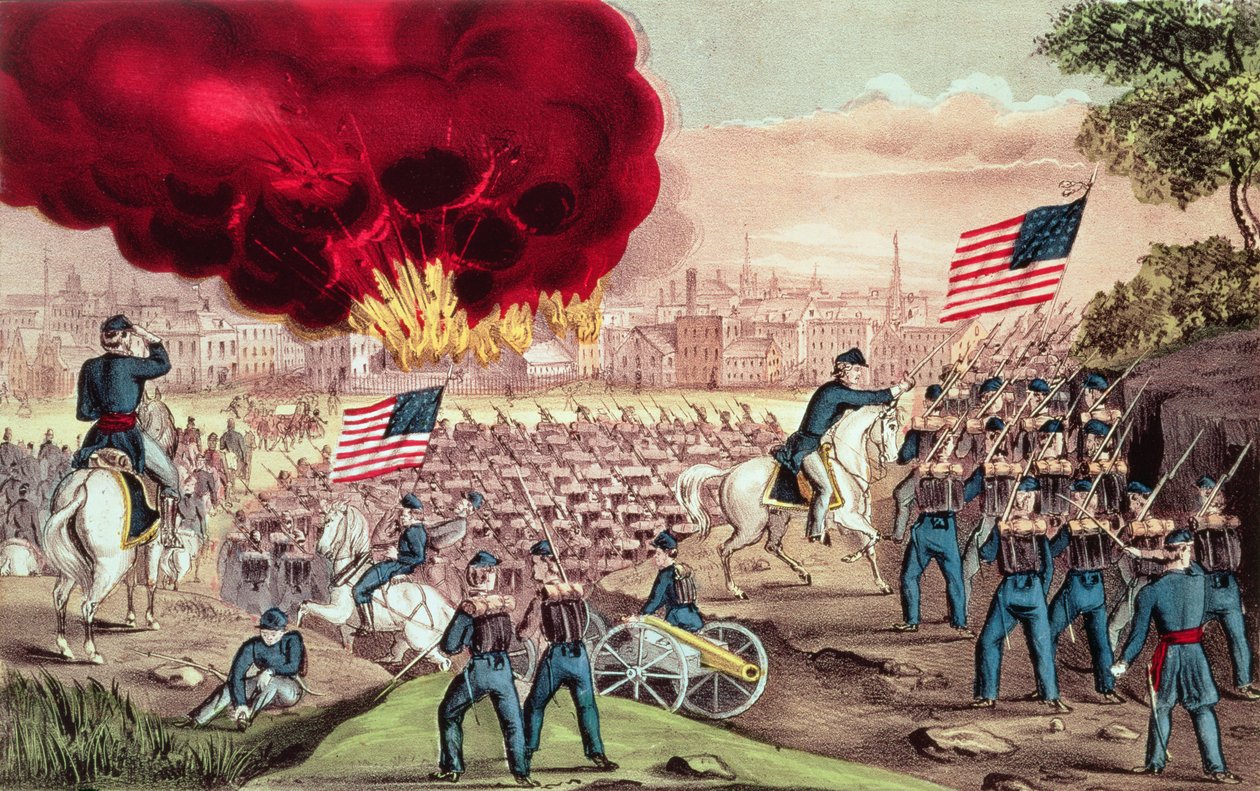 A captura de Atlanta pelo exército da União, 2 de setembro de 1864 de N. and Ives, J.M. Currier