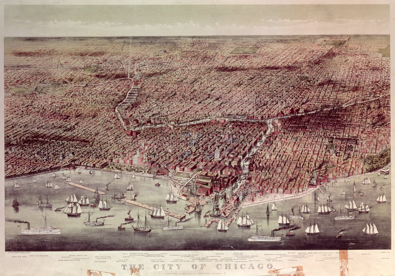 A cidade de Chicago, Illinois, 1892 de N. and Ives, J.M. Currier