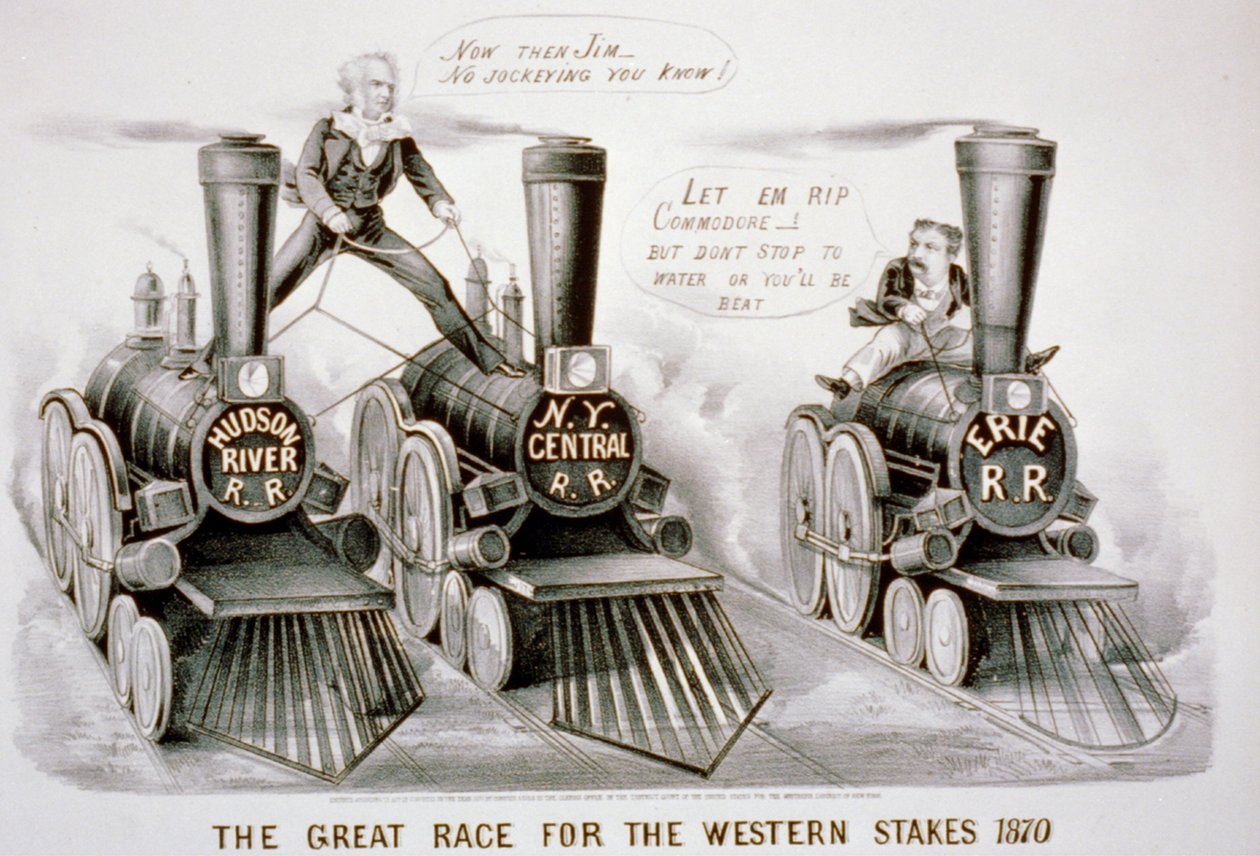 A Grande Corrida pelas Estacas Ocidentais, 1870 (litografia) de N. and Ives, J.M. Currier