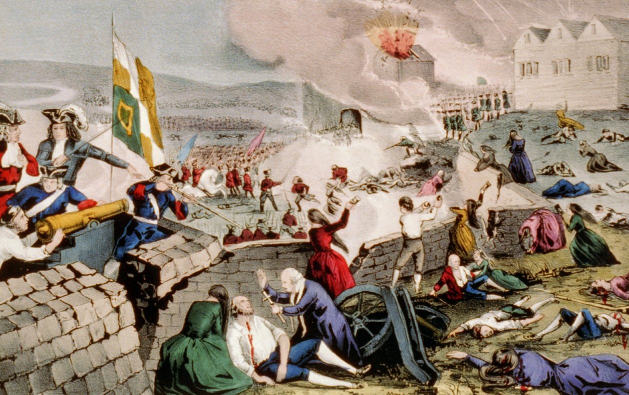 O cerco de Limerick, 1848 (litografia colorida à mão) de N. and Ives, J.M. Currier