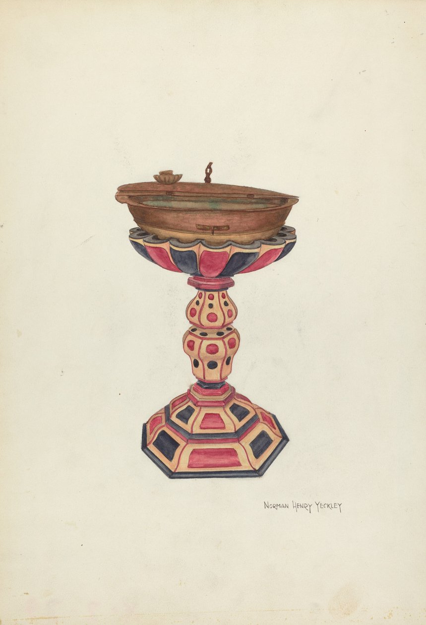 Pia batismal e suporte de N.H. Yeckley