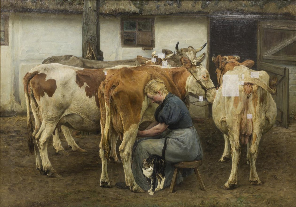 Ordenhando as Vacas. Jutlândia Ocidental de N.P. Mols