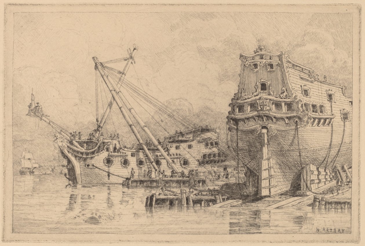 Dois grandes navios em construção. de N. Artsay