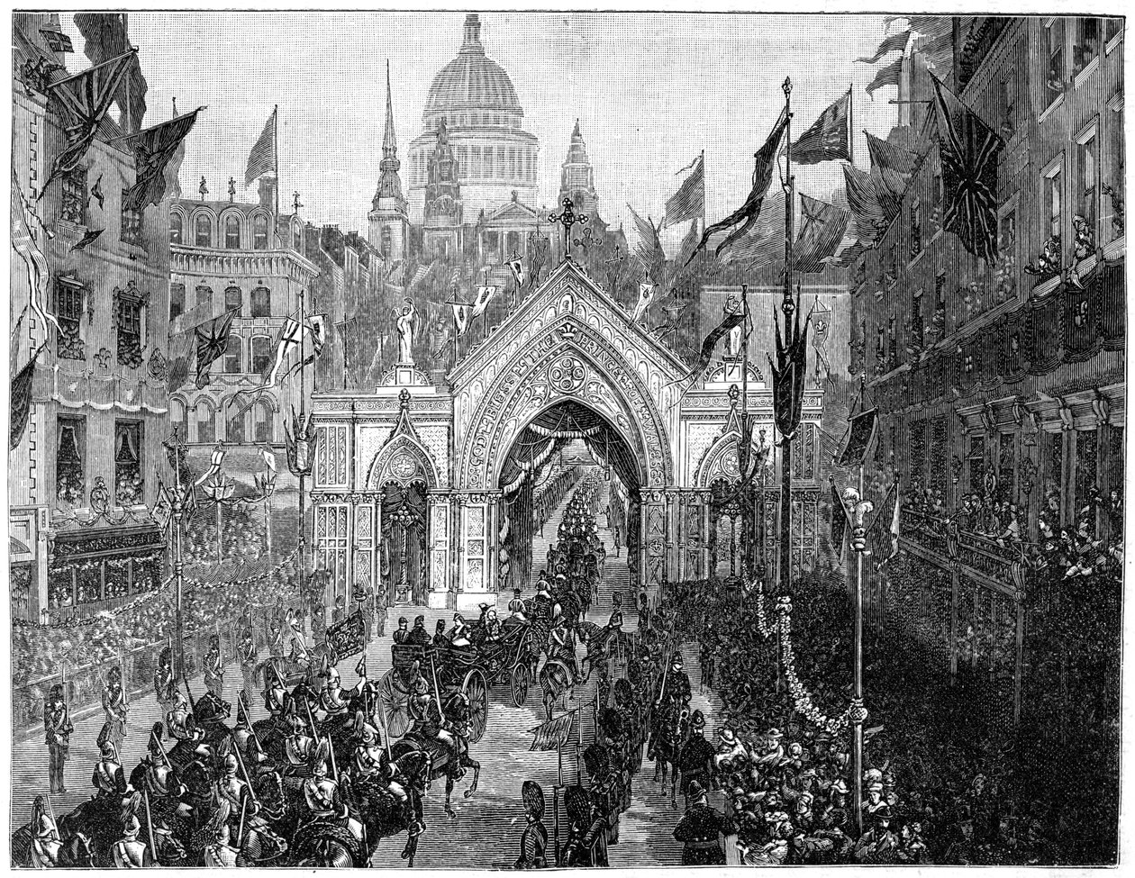A procissão em Ludgate Hill, dia de ação de graças, Londres, 1900. de N. Chevalier