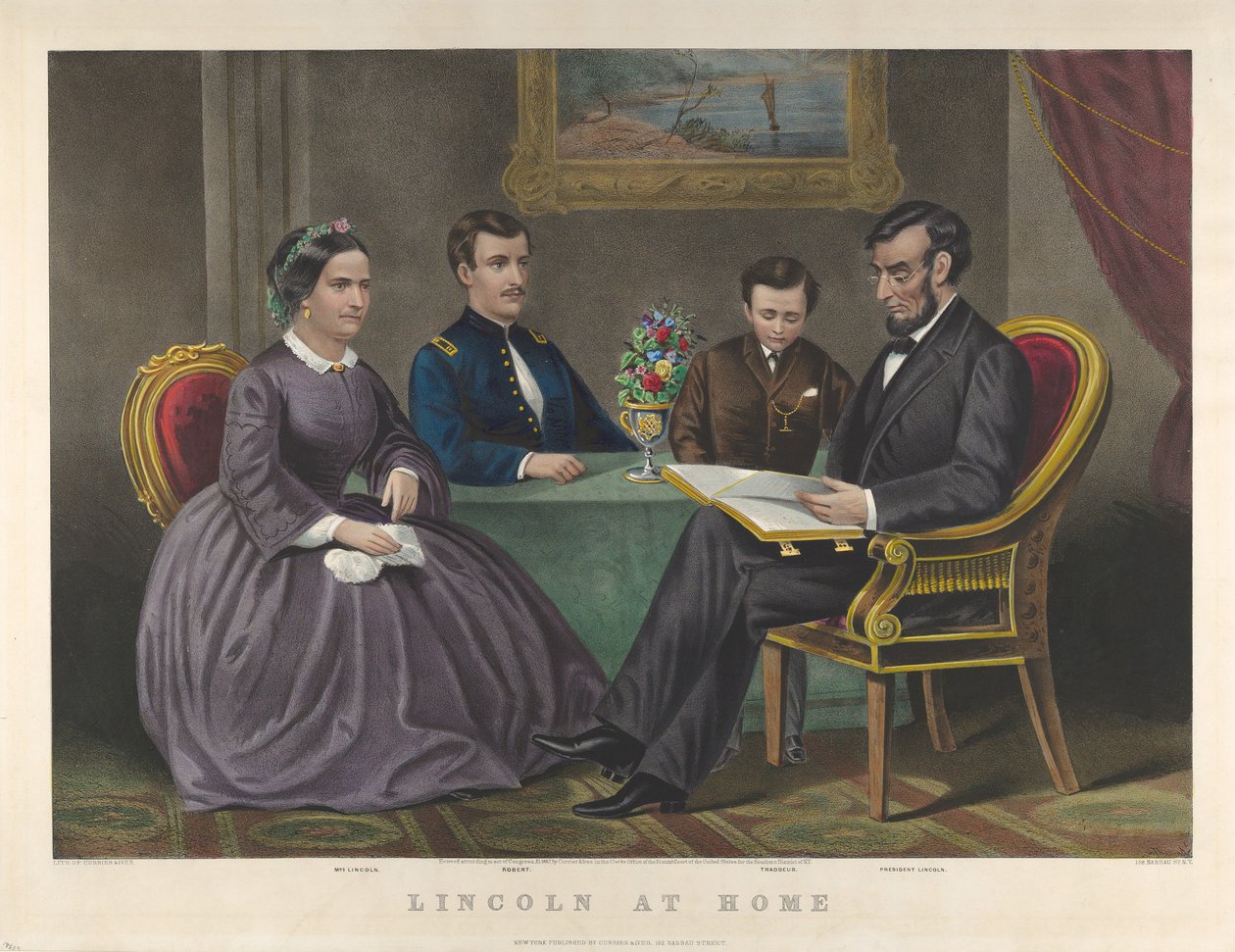 Lincoln em casa, 1867 de Nathaniel Currier