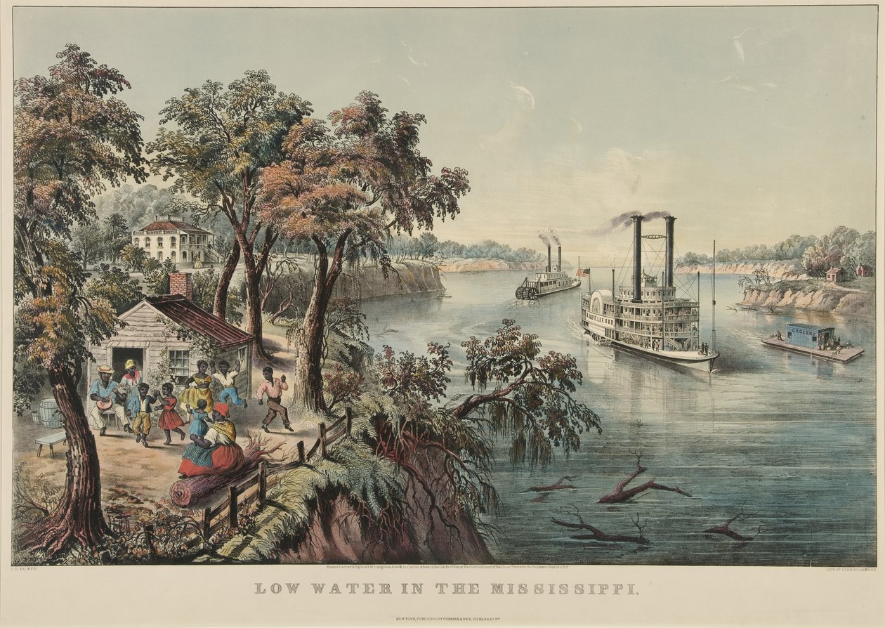 Água Baixa no Mississippi, 1868 de Nathaniel Currier