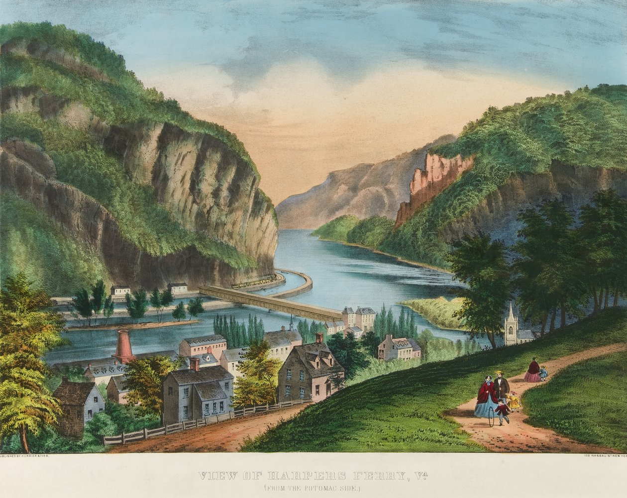 Vista de Harpers Ferry, Virgínia de Nathaniel Currier