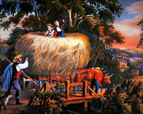 Vida no campo americano: Tempo de feno - A última carga de Currier and Ives