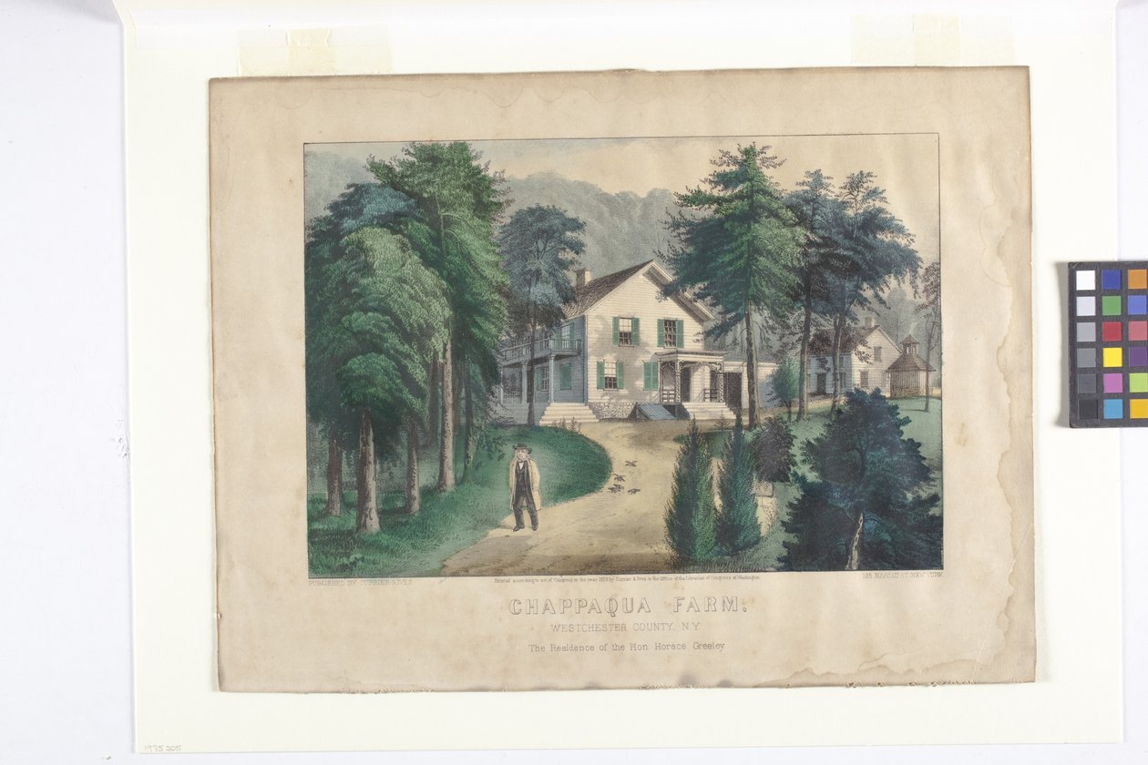 Quinta Chappaqua, West Chester County, Nova Iorque (litografia colorida à mão) de N. and Ives J.M. (1824 95) Currier