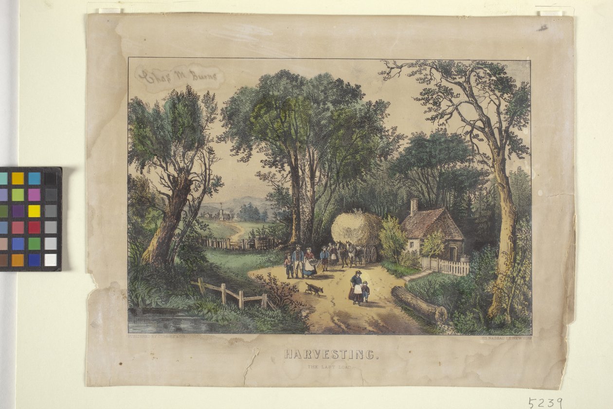 Colheita. A Última Carga (litografia colorida à mão) de N. and Ives J.M. (1824 95) Currier