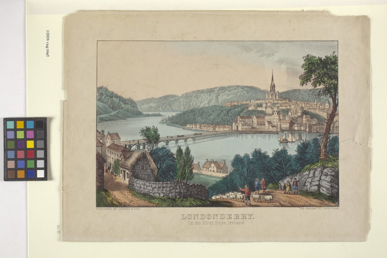 Londonberry (litografia colorida à mão) de N. and Ives J.M. (1824 95) Currier