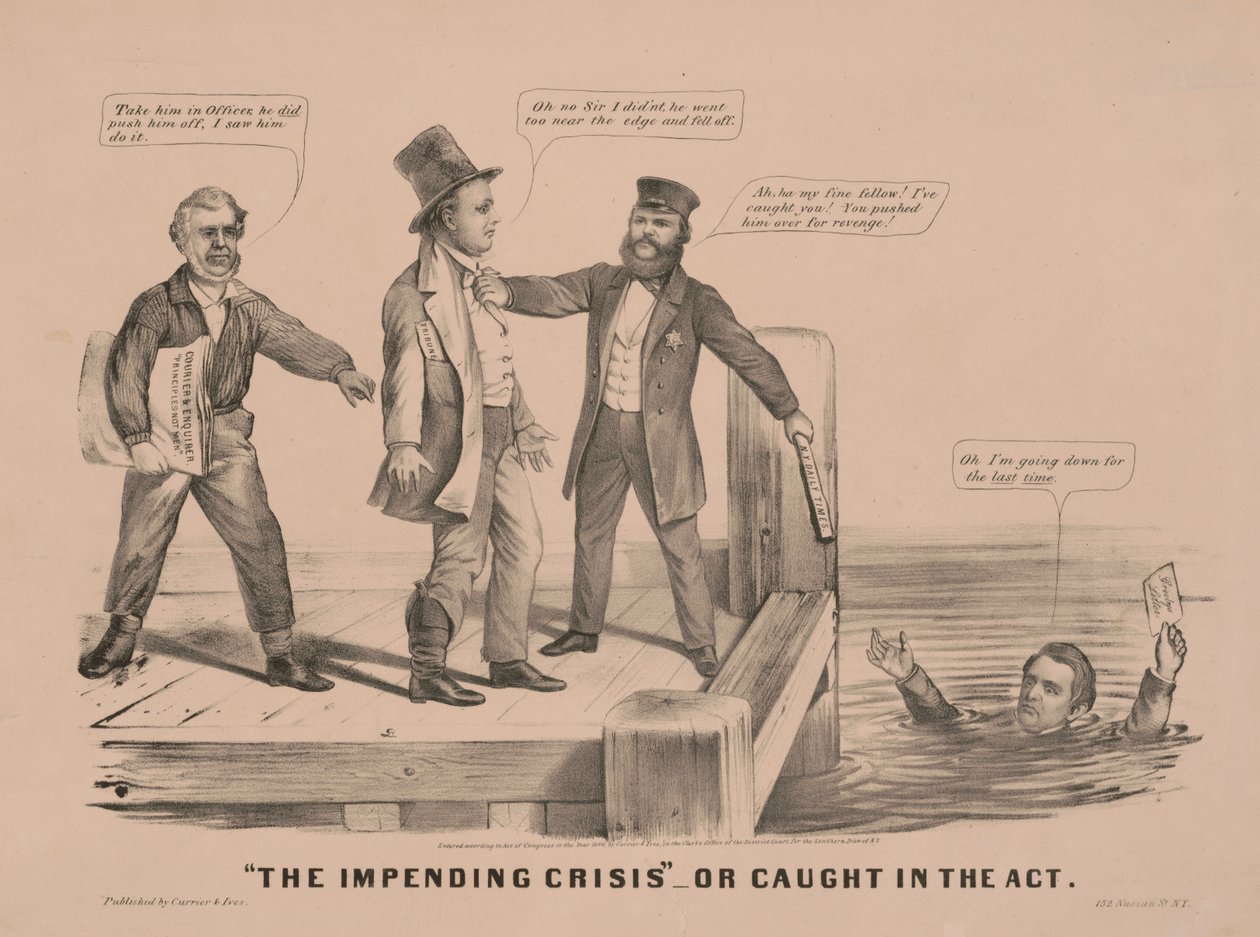"A crise iminente" Ou apanhados em flagrante de N. and Ives J.M. (1824-95) Currier