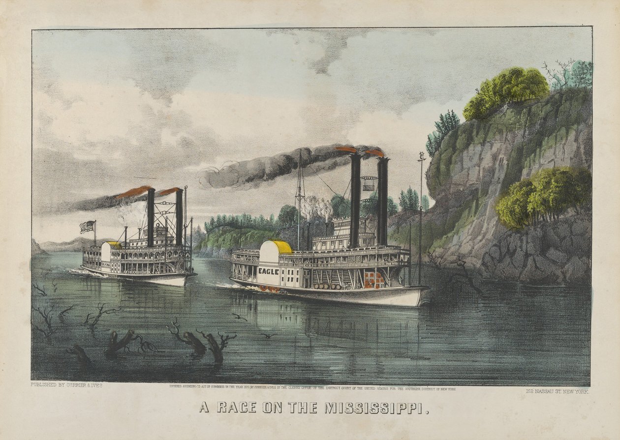 Uma Corrida no Mississippi de Currier and Ives
