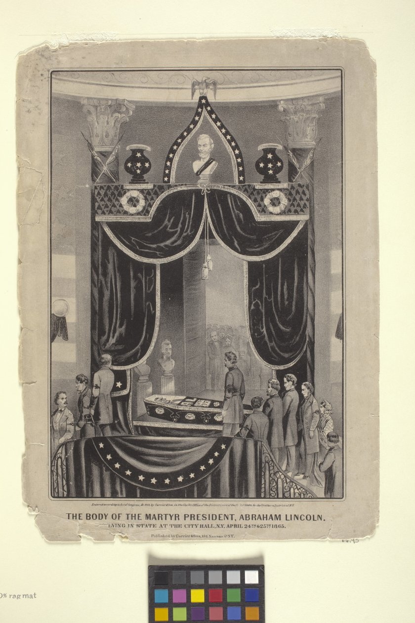 Corpo do Mártir Presidente, Abraham Lincoln (litografia) de N. and Ives J.M. (1824 95) Currier
