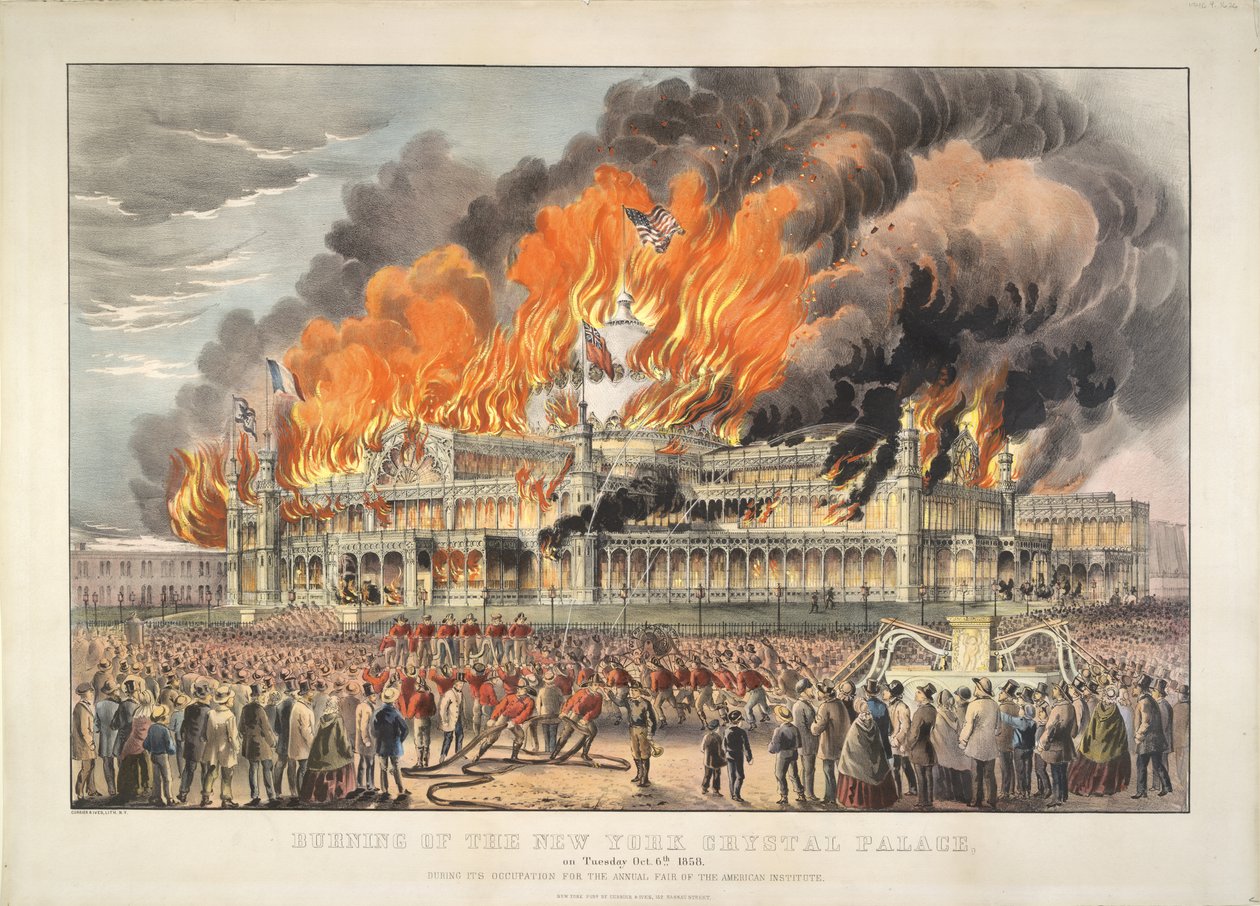 Queima do Palácio de Cristal de Nova Iorque na terça-feira 5 de Outubro de 1858 (litografia a cores)


Litografia colorida de Currier and Ives