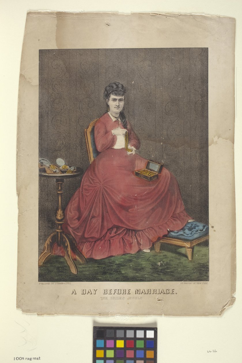 Dia Antes do Casamento (litografia colorida à mão) de N. and Ives J.M. (1824 95) Currier