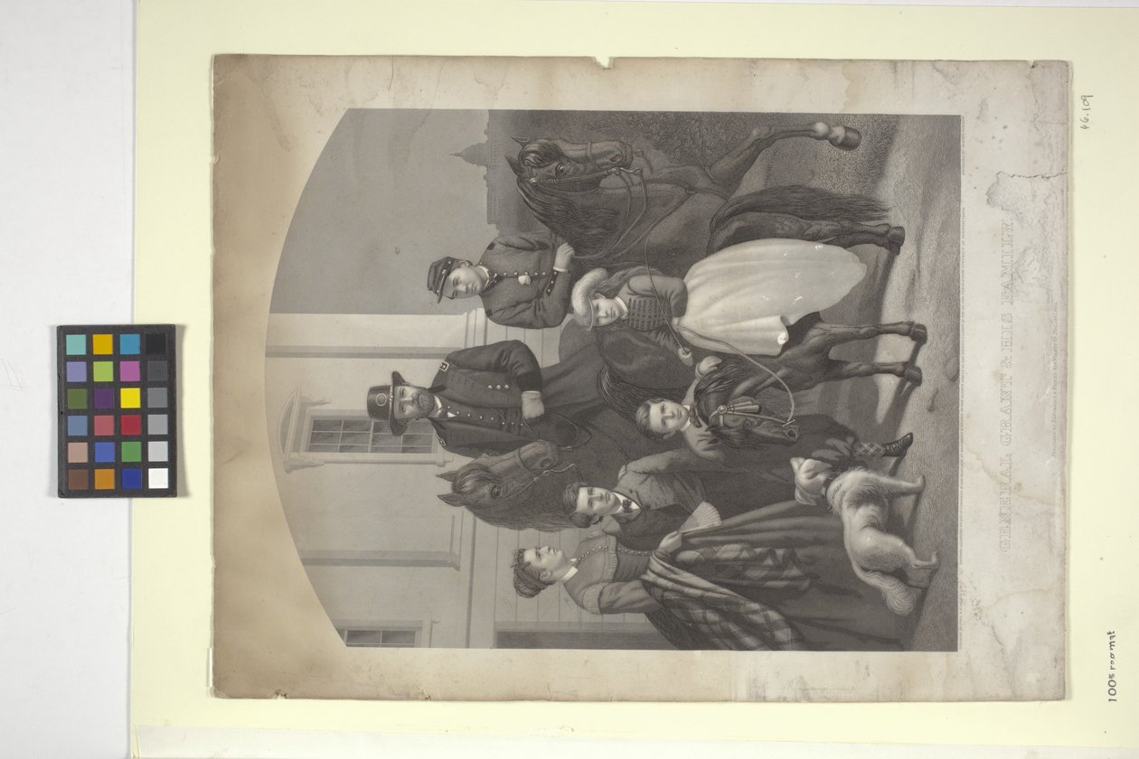 General Grant And His Family (litografia colorida à mão) de N. and Ives J.M. (1824 95) Currier