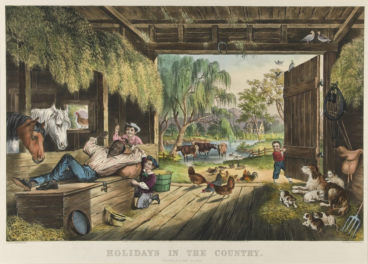 Férias no país, moscas problemáticas de Currier and Ives