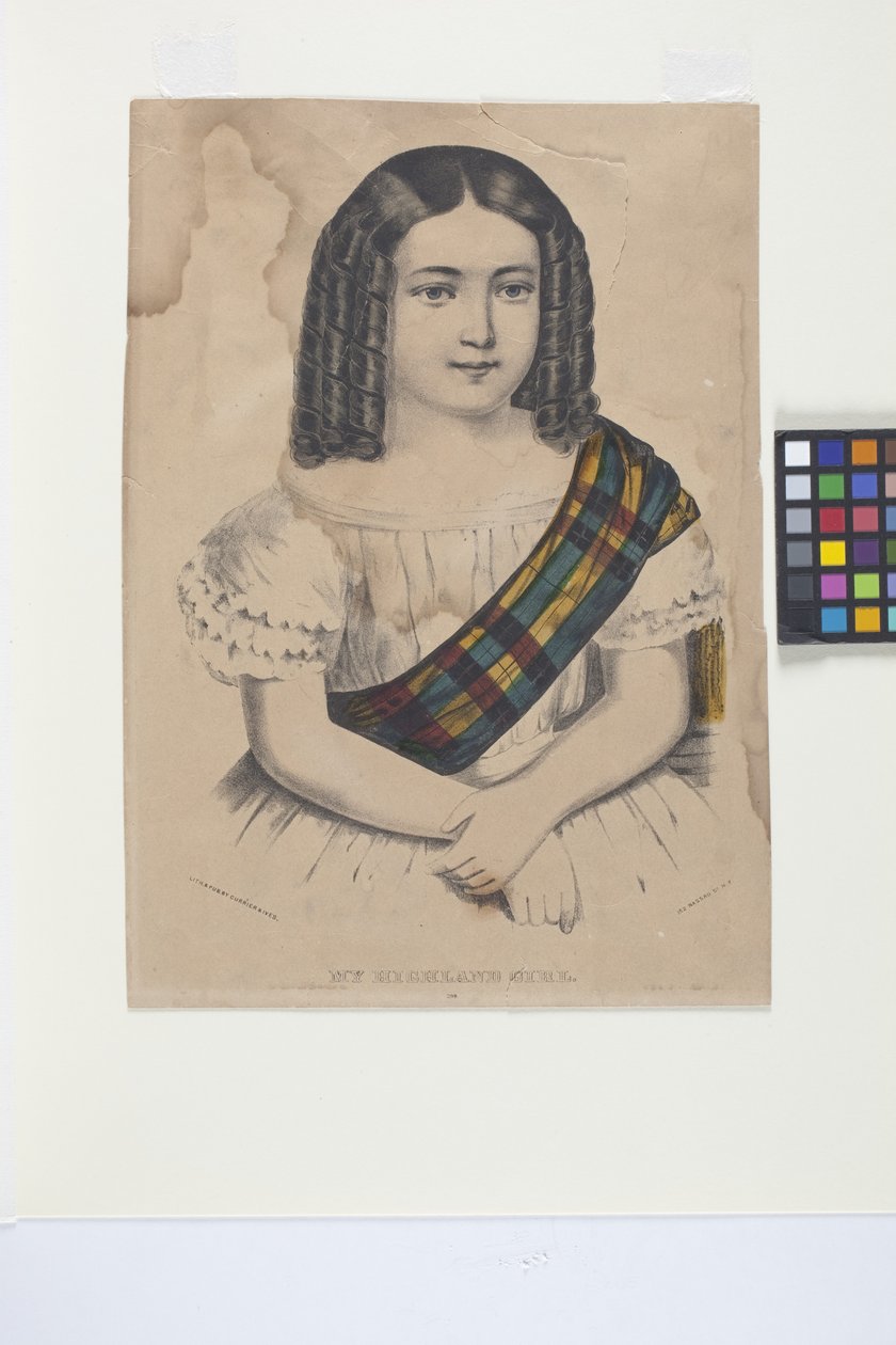 My Highland Girl (litografia colorida à mão) de N. and Ives J.M. (1824 95) Currier