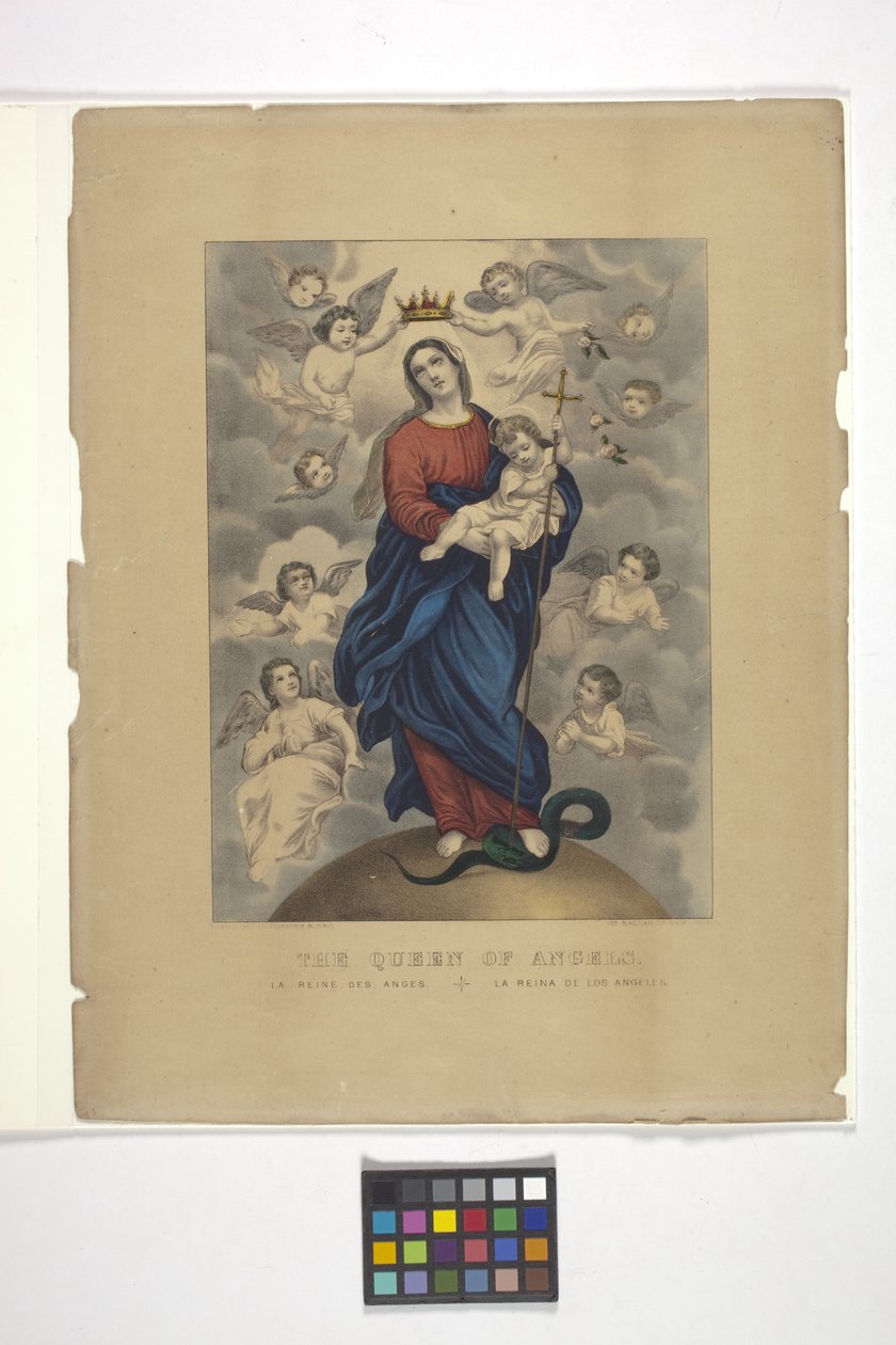 Rainha dos Anjos (litografia colorida à mão) de N. and Ives J.M. (1824 95) Currier