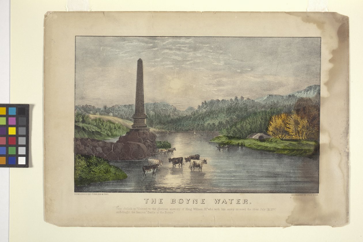 A Água de Boyne (litografia colorida à mão) de N. and Ives J.M. (1824 95) Currier