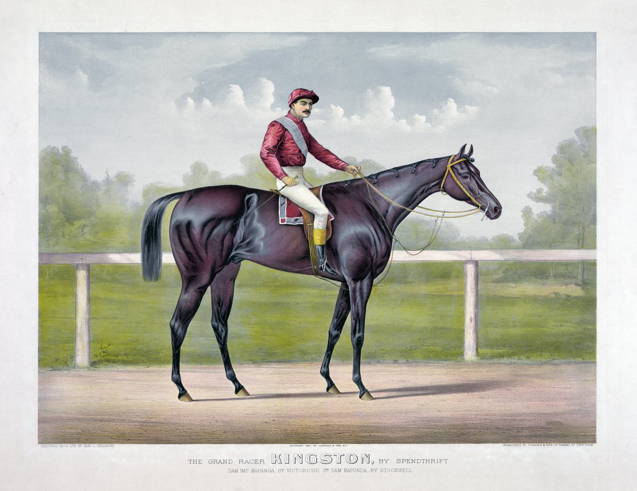 The Grand Racer Kingston por Spendthrift por Currier & Ives de Currier and Ives