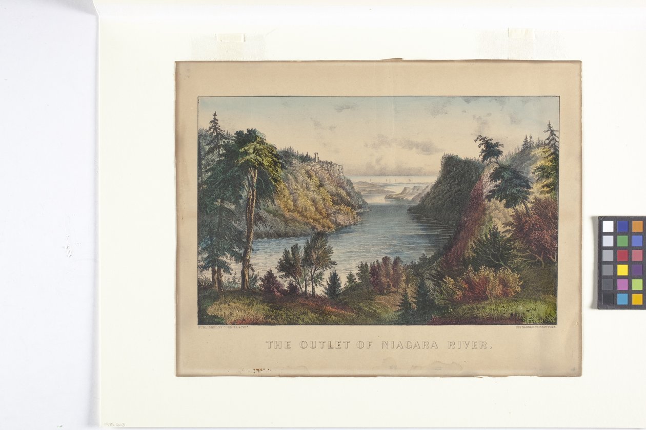 A Viagem do Rio Niágara (litografia colorida à mão) de N. and Ives J.M. (1824 95) Currier