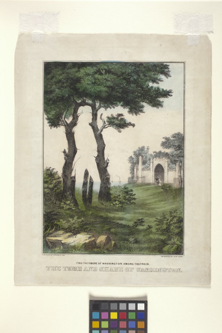 A Tumba e a Sombra de Washington (litografia colorida à mão) de N. and Ives J.M. (1824 95) Currier