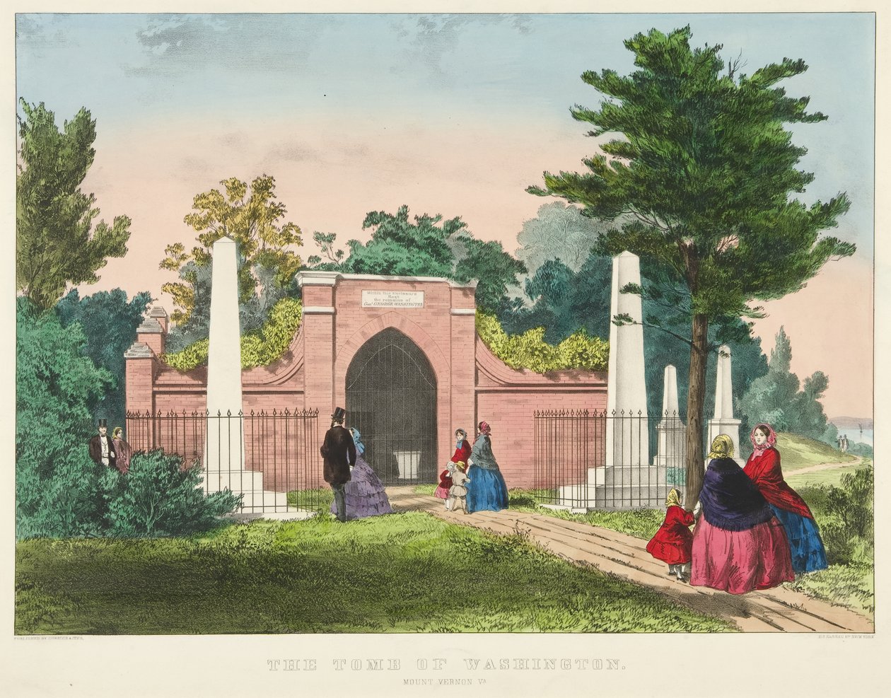 A Tumba de Washington, Monte Vernon, Virgínia (litegrafia colorida) de Currier and Ives