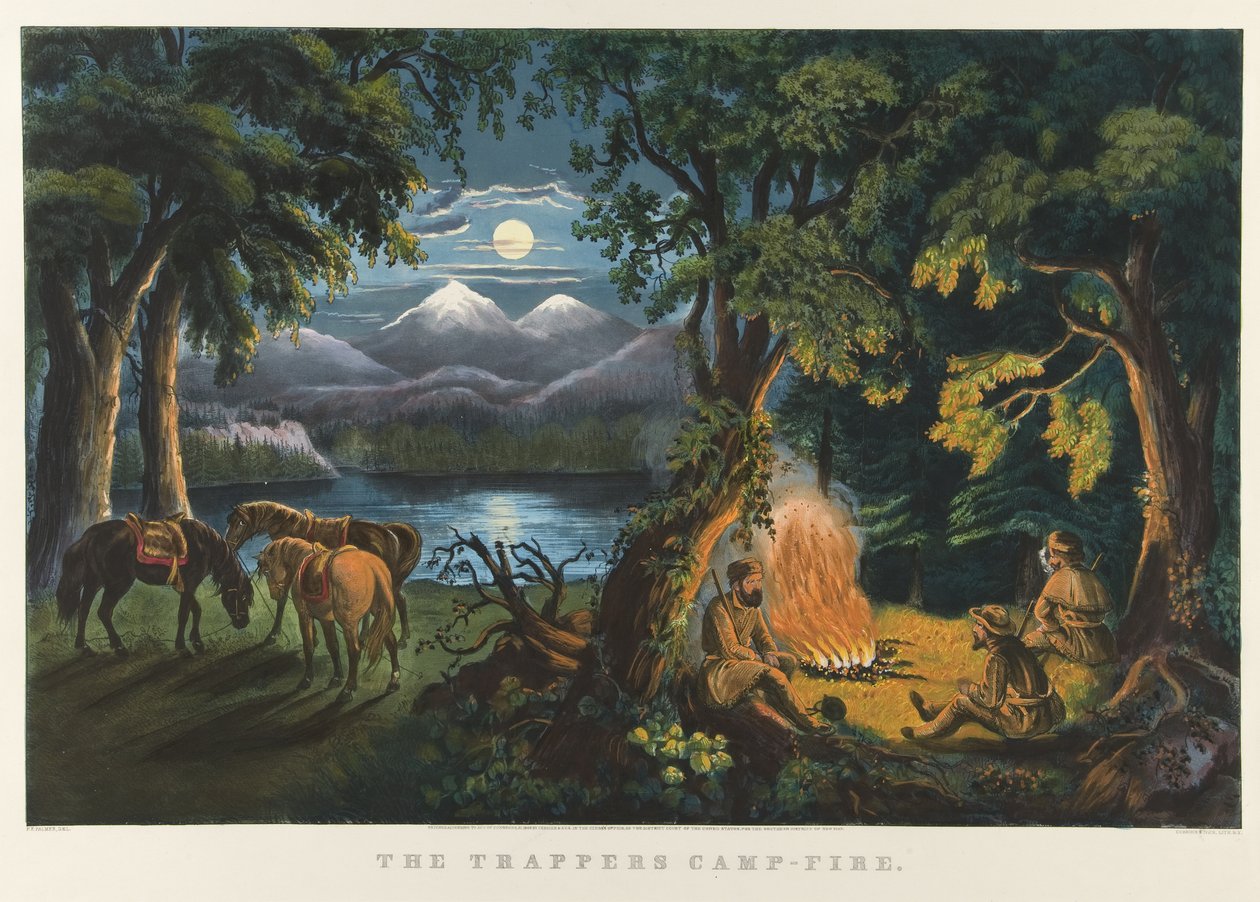 O acampamento dos caçadores de Currier and Ives