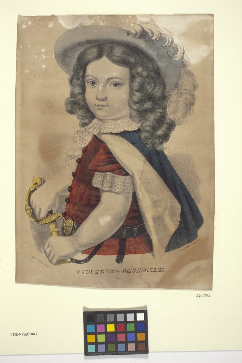 O Jovem Cavaleiro (litografia colorida à mão) de N. and Ives J.M. (1824 95) Currier