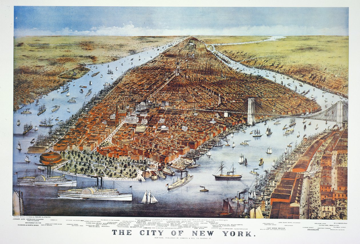 Cidade de Nova York, 1876 de N. and Ives, J.M. Currier